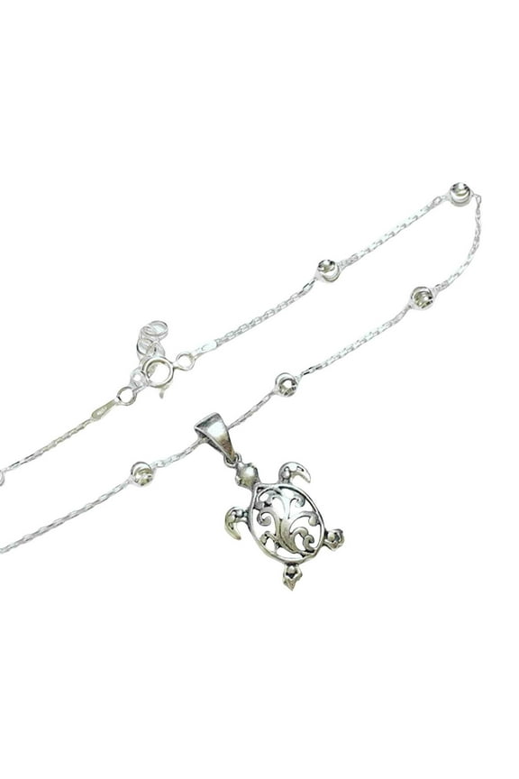Women's Creative Beach Anklet, Turtle/Daisy/Bell 925 Sterling Silver Anklet Chain Summer Beach Barefoot for Women Gold Jewelry Gifts(Silver,One Size)