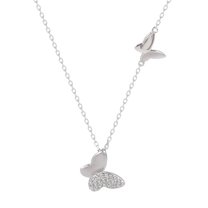 KDSJSXW Womens Necklaces for Women Silver Zircon Two Korean Jewellery Chain Sterlings Necklace Butterflys Clavicle 925 Large Small Necklaces & Pendants Sterling Silver Necklace (black,One Size)