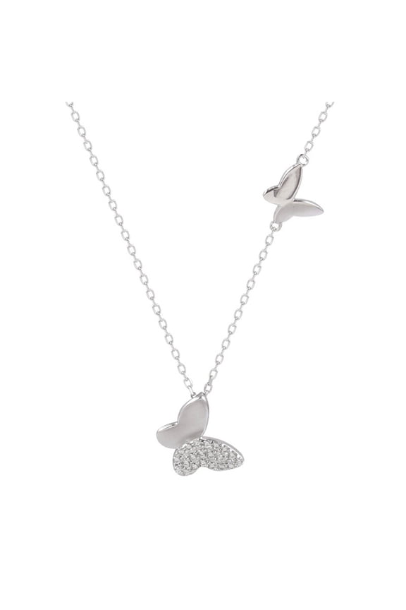 Womens Necklaces for Women Silver Zircon Two Korean Jewellery Chain Sterlings Necklace Butterflys Clavicle 925 Large Small Necklaces & Pendants Sterling Silver Necklace (black,One Size)