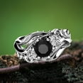 thumbnail image 1 of KDSJSXW Womens Wedding Bands Fashion Flower Line Black Zircon Ring Ladies Ring Diamond Ring for Women Womens Jewelry Diamond Ring Womens Wedding Bands(Silver,8), 1 of 5