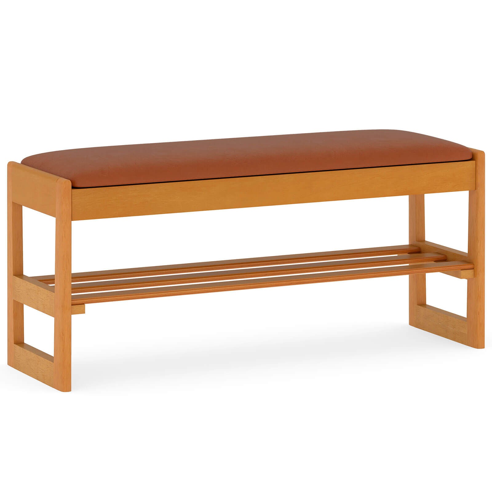 KDTHTF 40” Shoe Rack Bench with Flip-Top Storage, 2-Tier Slatted Shelf ...
