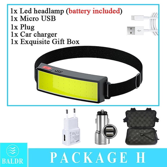 KDULIT COB LED Sauna Light USB Power Display Portable Sauna Light Built-in 18650 Battery Camping Headlamp Hiking Torch