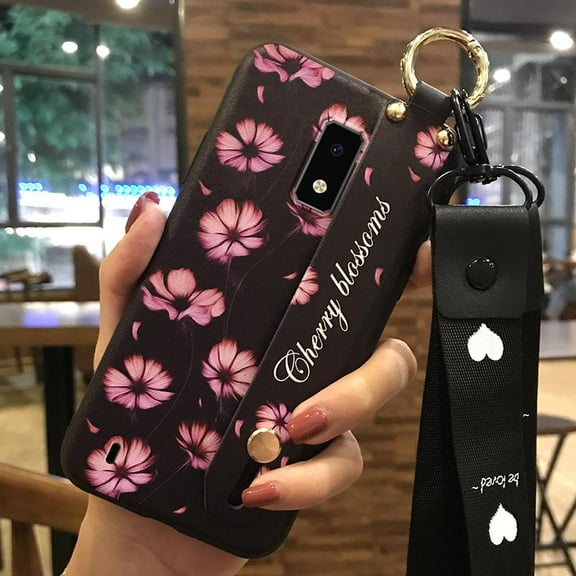 KDY-Phone Case For BLU View4, Anti-knock Durable Flower Shockproof Dirt-resistant Soft case Lanyard protective Waterproof Phone Holder Anti-dust Wrist Strap Kickstand Back Cover ring