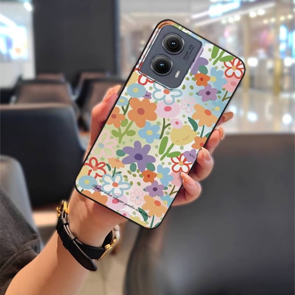 KDY-Phone Case For MOTO Edge 5G 2024, Fashion Design oil painting Protective Shockproof Full wrap Silicone Anti-dust Dirt-resistant TPU Cute Phone Pouch Back Cover Cartoon Anti-knock
