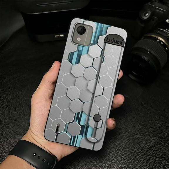 KDY-Phone Case For Nokia C110 4G, Phone Holder Personality Plain color Geometry Back Cover Shockproof Kickstand Silicone Dirt-resistant Wristband Commerce Anti-knock Simple Nature