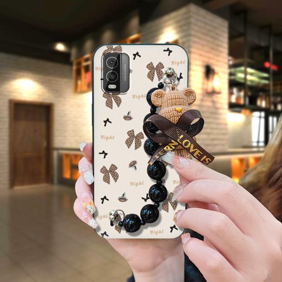 KDY-Phone Case For Nokia C210, cute Anti-knock Dirt-resistant Waterproof Back Cover Cartoon Black pearl pendant Bear bracelet protective case silicone Simplicity Skin-friendly feel