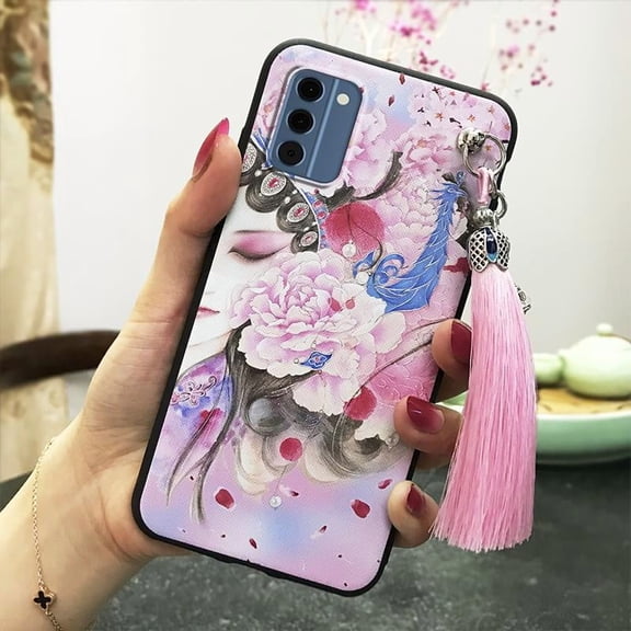 KDY-Phone Case For Nokia C300 4G, Shockproof Back Cover Tassel Waterproof Anti-knock TPU Anti-dust Bell Chinese Style Dirt-resistant Protective Soft case Durable Silicone