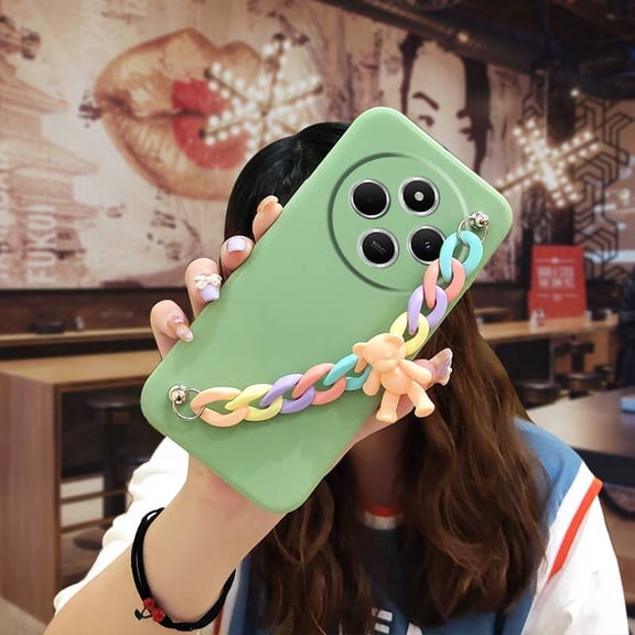 KDY-Phone Case For Redmi 14C 4G/14R 5G/A3 Pro 4G/POCO C75, phone case protective case Camera all inclusive Skin-friendly feel Back Cover Lens bump protection Nordic style Bear bracelet