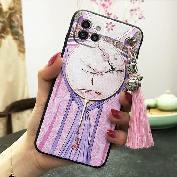 KDY-Phone Case For Samsung Galaxy A03 Euro/166mm, Durable Anti-dust Anti-knock Shockproof tassel Soft case TPU bell protective Chinese Style Dirt-resistant Waterproof Back Cover Silicone