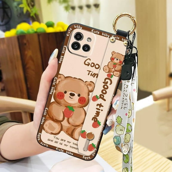KDY-Phone Case For Samsung Galaxy A03 Euro/166mm, Lanyard Fashion Design Phone Holder Anti-dust Ring Soft case Cute Back Cover Wristband Dirt-resistant Protective Kickstand Silicone