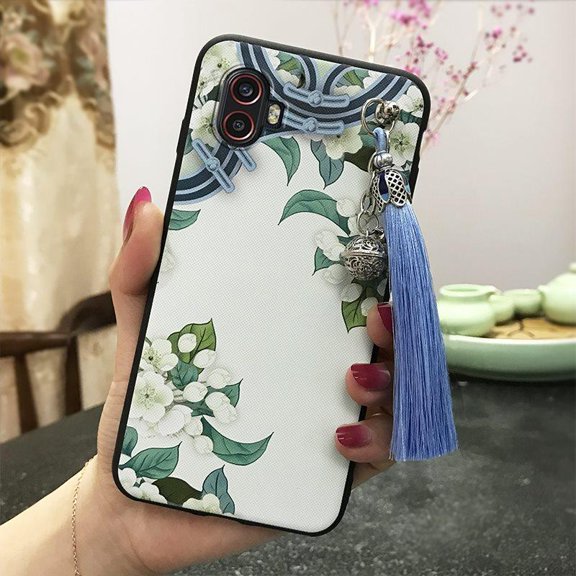 KDY-Phone Case For Samsung Galaxy Xcover6 Pro/SM-G736U/B, TPU Protective Anti-knock Chinese Style Shockproof Back Cover Bell Tassel Soft case Durable Waterproof Dirt-resistant Silicone