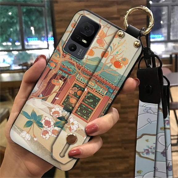 KDY-Phone Case For TCL 40XL/40T/T608D/Lively Jitterbug Smart4, Anti-knock Durable Phone Holder Kickstand Soft case Shockproof Dirt-resistant Ring Waterproof Protective Wristband Lanyard