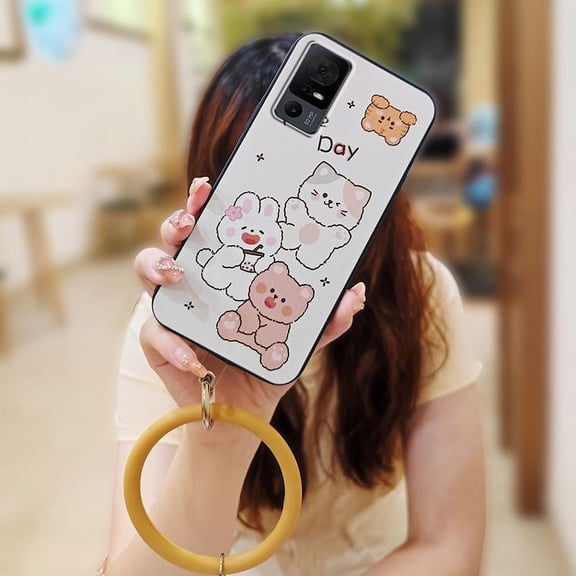 KDY-Phone Case For TCL 40XL/40T/T608D/Lively Jitterbug Smart4, Funny Protective Waterproof Ring Solid Color Cartoon Personality Soft Case Youth heat dissipation Bracelet Cute Anti-knock