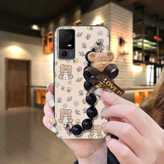 KDY-Phone Case For TCL 40XL/40T/T608D/Lively Jitterbug Smart4, protective case silicone Waterproof cute Cartoon Bear bracelet Skin-friendly feel Simplicity soft case Back Cover