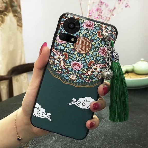 KDY-Phone Case For TCL 50LE/T510SPP, Anti-dust TPU Shockproof Dirt-resistant Bell Soft case Chinese Style Back Cover Durable Silicone Tassel Anti-knock Waterproof Protective