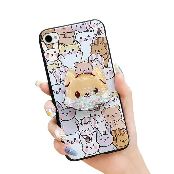 KDY-Phone Case For iPhone 4/4s, Durable Waterproof Glitter Simplicity Kickstand Dirt-resistant Cartoon Soft Case quicksand TPU Skin feel silicone Rotatable stand Fashion Design cute