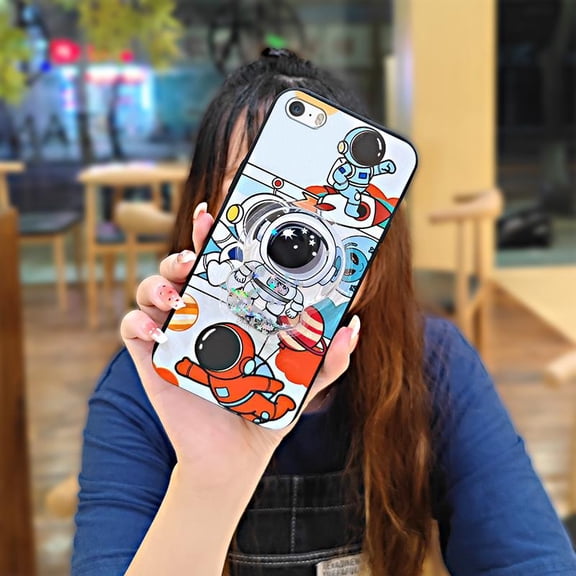 KDY-Phone Case For iphone 5/5S/SE, Back Cover Anti-knock Fashion Design Simplicity Cute Soft Case Phone lens protection protective Rotatable stand Durable Skin feel silicone Quicksand