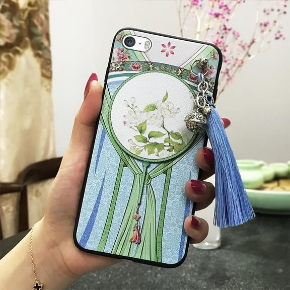 KDY-Phone Case For iphone 5/5S/SE, Tassel Back Cover Bell Dirt-resistant Anti-dust Silicone Protective Chinese Style TPU Waterproof Anti-knock Shockproof Durable Soft case