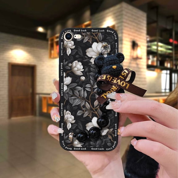KDY-Phone Case For iphone 7/8/SE 2020/2022/SE2/SE3/ip7/ip8, Black pearl pendant Simplicity Dirt-resistant Back Cover Anti-knock Waterproof protective case silicone Cartoon cute soft case
