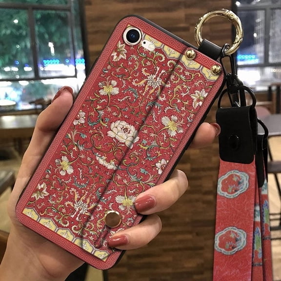 KDY-Phone Case For iphone 7/8/iphone SE 2020/SE2, Dirt-resistant Ring Durable Phone Holder Protective Back Cover Wrist Strap Waterproof Anti-knock Kickstand Silicone Shockproof Lanyard