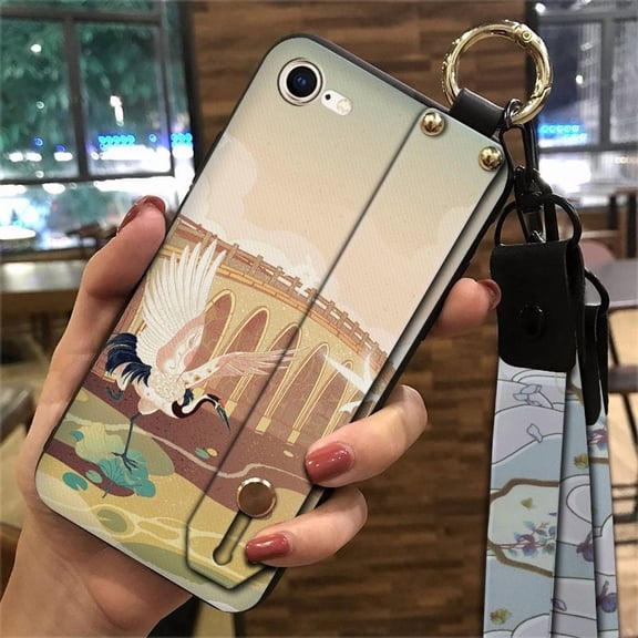KDY-Phone Case For iphone 7/8/iphone SE 2020/SE2, Shockproof Protective Fashion Design Ring Phone Holder Kickstand Durable Lanyard Waterproof Soft case Chinese&nbsp;style Wristband Anti-dust