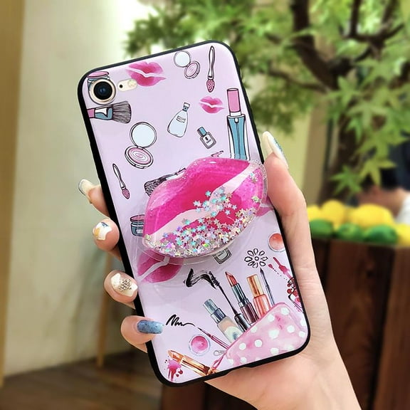 KDY-Phone Case For iphone 7/8/iphone SE 2020/SE2, TPU Waterproof Cartoon cute Durable Simplicity Skin feel silicone protective Soft Case Fashion Design Phone Lens Protection Glitter