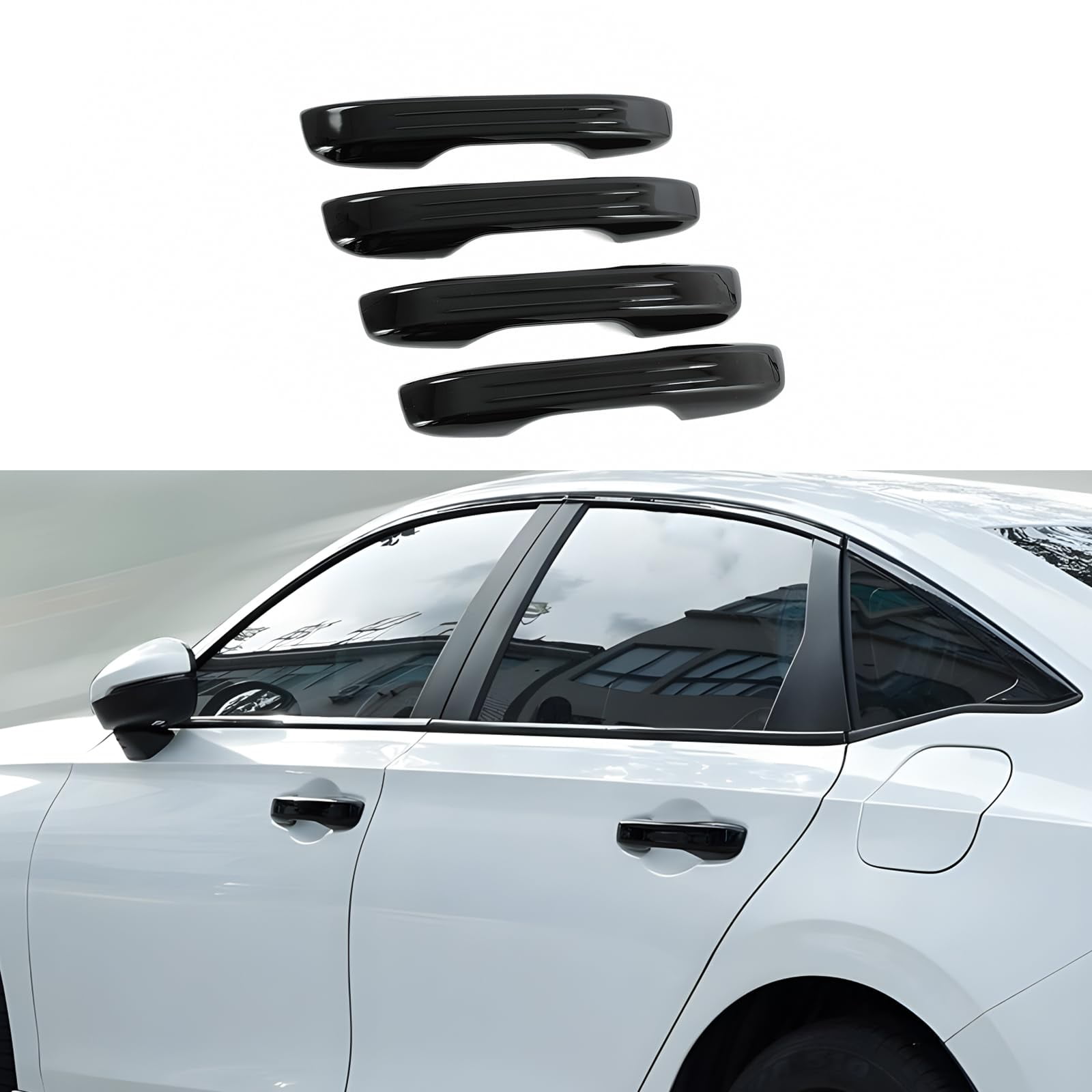 Car Mirror Guard Cover For Honda Civic 11th Gen 2022-2025 - Black ABS Exterior Door Side Mirror Decoration Trim (2 Pieces)
