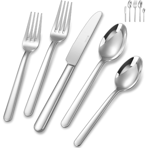 KEAWELL Premium Lucent Silverware Set, 45-Piece Mirror-Polished 18/10 Stainless Steel Flatware, Dishwasher Safe for Refined Dining and Entertaining (45, Silver)