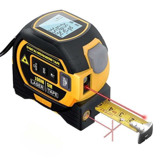 KEAWIS 3‑in‑1 Digital Laser Tape Measure, 100m/328ft Laser Rangefinder with Cross‑Line Laser Level, LCD Display, Multifunctional Measuring Tool for Construction & Home DIY