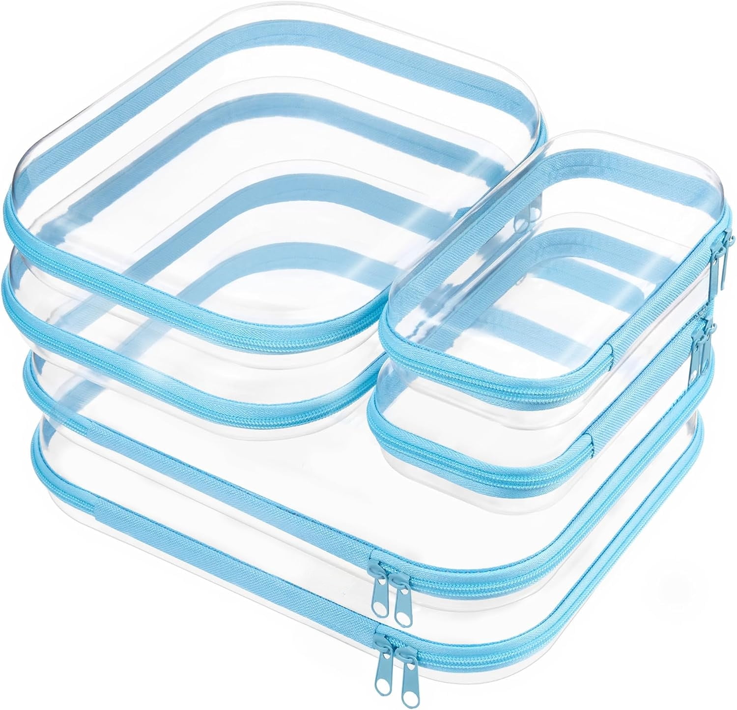 KEAWIS Clear Zipper Pouch Set of 6 Hard Shell Organizer Bags 2 Large 2 ...