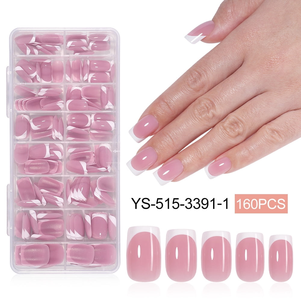 KEAWIS French Tips Press On Nails 160 Pcs 16 Sizes Fake Nail Tips ...