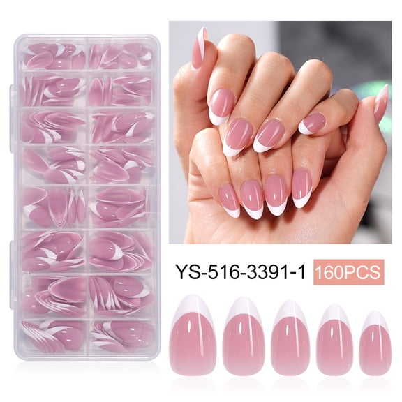 KEAWIS French Tips Press On Nails 160 Pcs 16 Sizes Fake Nail Tips Acrylic Stick On Kits Nail Art Design DIY Salon Quality Value at Home Gifts for Women and Girls
