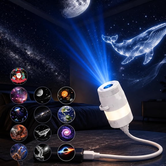 KEAWIS Galaxy Projector Night Light 2 in 1 Star Projector with 13 Films USB Plug and Play 360 Degree Rotation Dimmable Ambient Lighting for Bedroom Ceiling Car Decor
