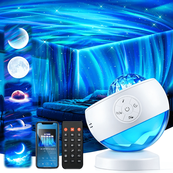 KEAWIS Galaxy Projector with Remote Aurora Star Light and Sound Machine 30 Soothing Sounds 16 Colors Bluetooth Speaker Rechargeable Night Light for Bedroom Gaming