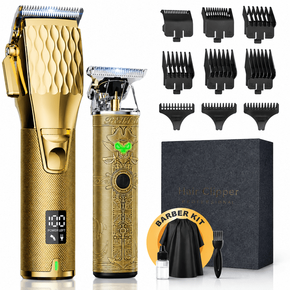 KEAWIS Professional Hair Clippers for Men – Cordless Barber Clippers & Beard Trimmer for Men, Fade Clipper and Trimmer Set for Home & Barber Use, Complete Men's Grooming Kit - Gifts for Men