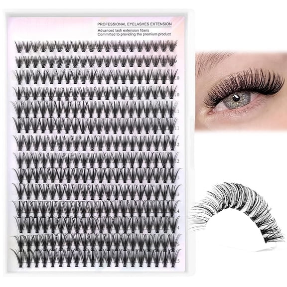 KEAWIS Upgrade Lash Clusters Natural 30D Cluster Eyelash Extensions 8-15mm Individual Lashes Cluster Wispy 280pcs Eyelash Clusters Lash Extension for Self Application (30D, 0.07D, 8-15mm)