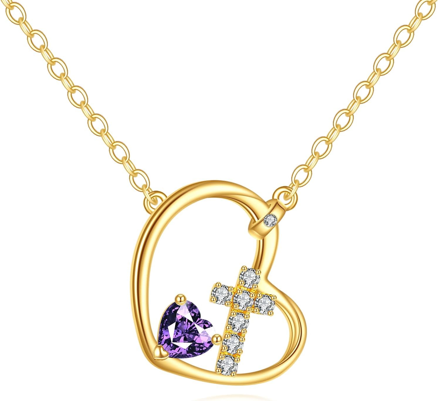 KECHO 14K Solid Gold Cross Pendant Necklace14K Real Gold Religious ...