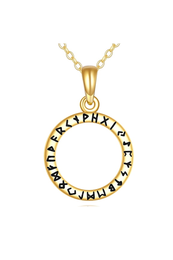 KECHO 14K Viking Runes Necklace Pendant Gold Nordic Mythology Rune Jewelry