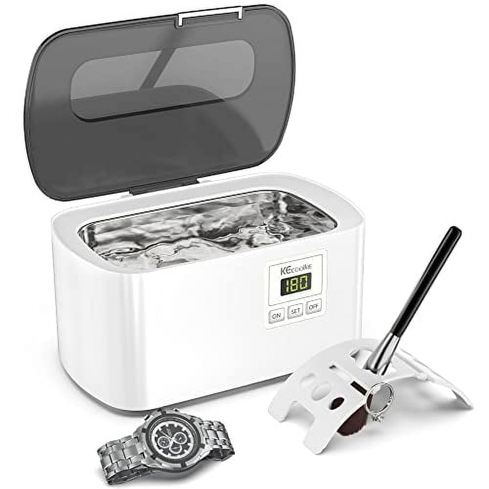 KECOOLKE Ultrasonic Jewelry Cleaner, 600ml Sonic Cleaner with Digital Timer for Eyeglasses, Rings, CoinsSilverDenture Ultrasonic Cleaner Solution for Gifts