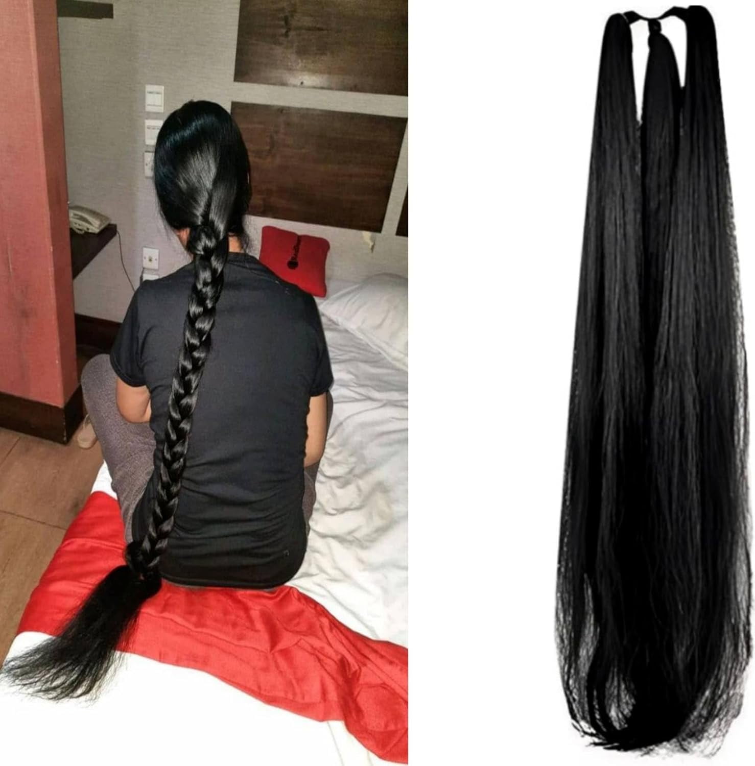 KEDIT long Synthetic Women Hair Choti Extensions 3 layer Artificial ...