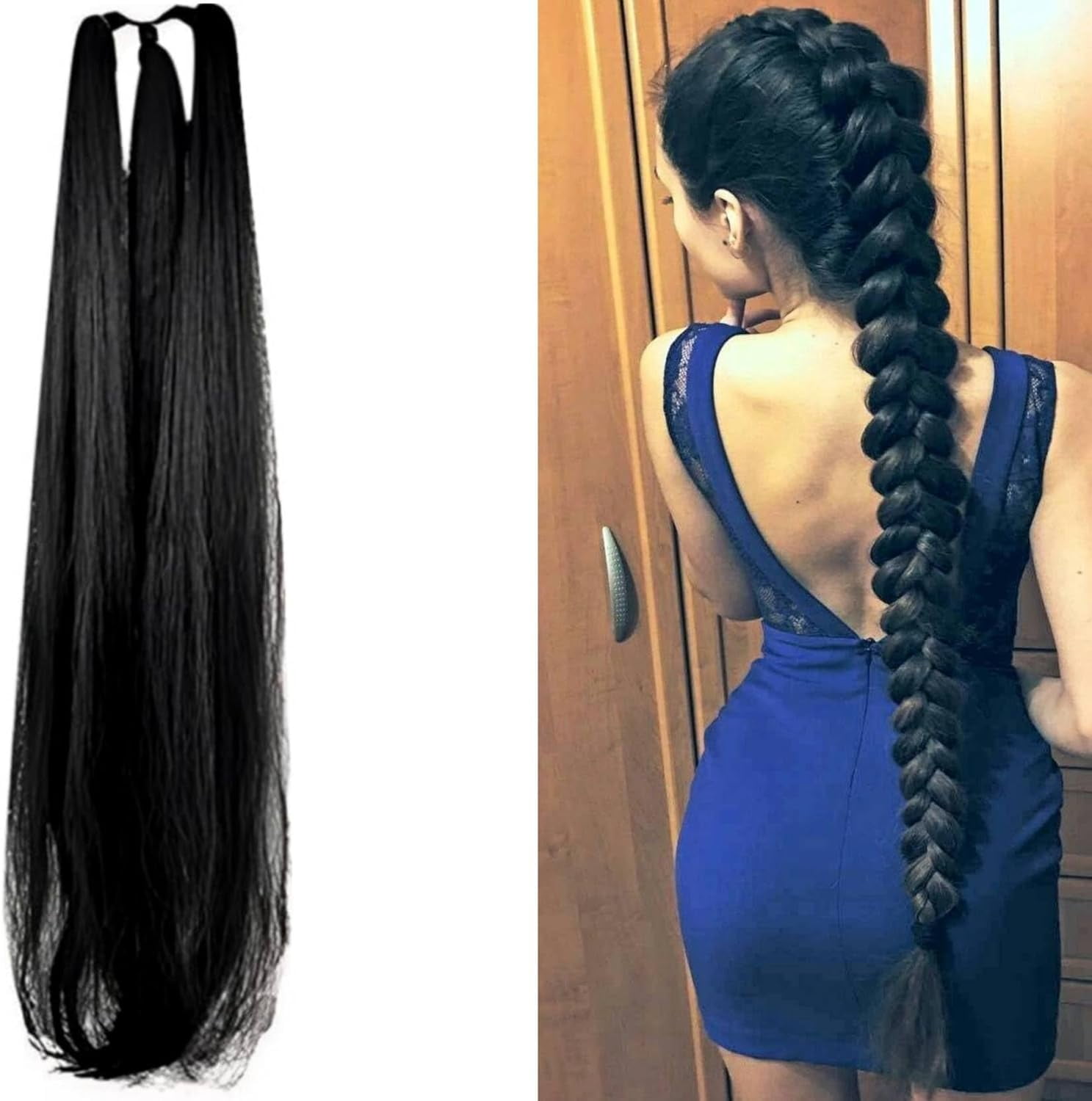 KEDIT long Synthetic Women Hair Choti Extensions 3 layer Artificial ...