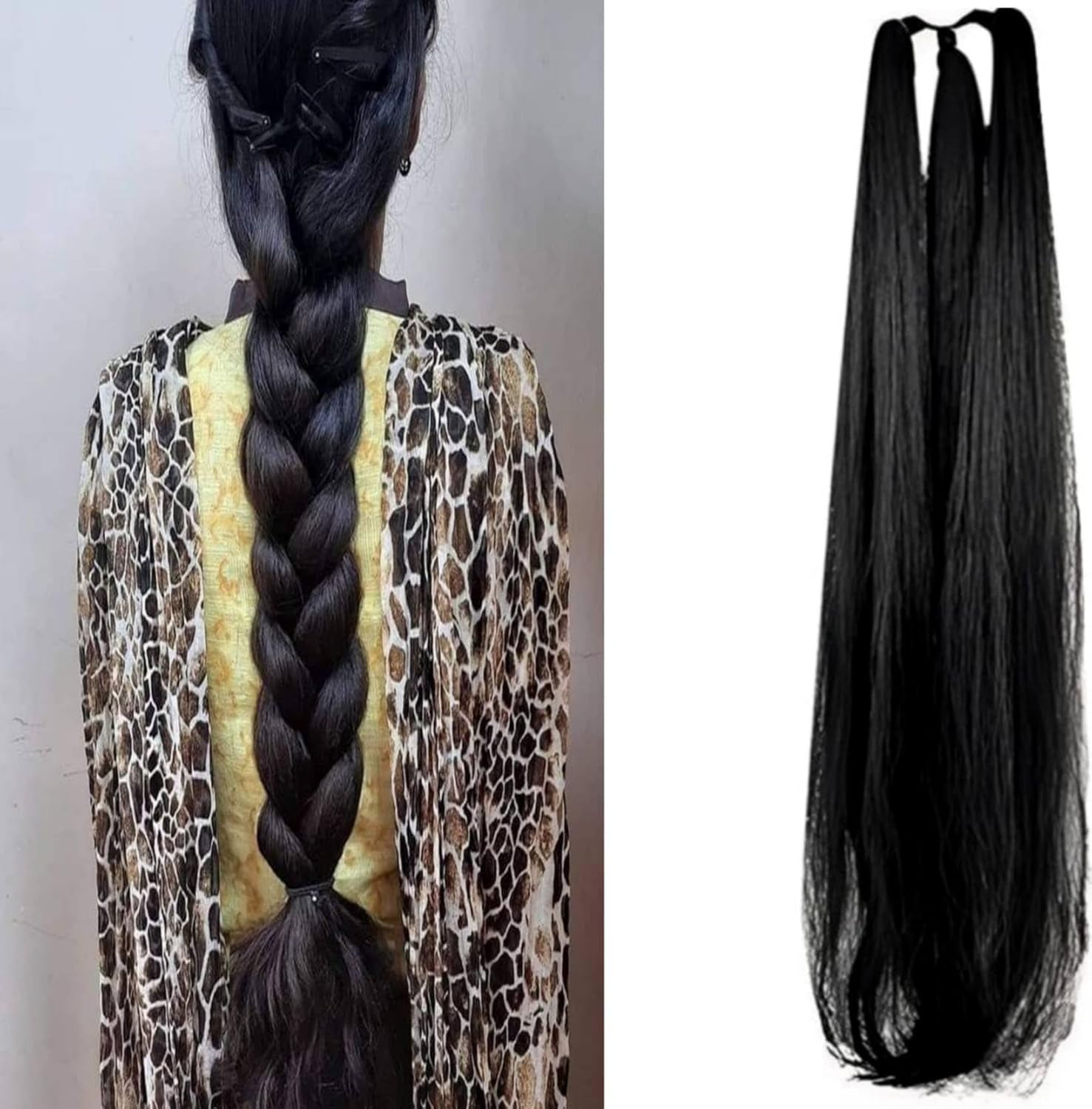 KEDIT long Synthetic Women Hair Choti Extensions 3 layer Artificial ...