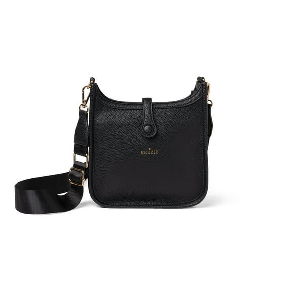 KEDZIE Bella Vegan Leather Crossbody Bag, Black