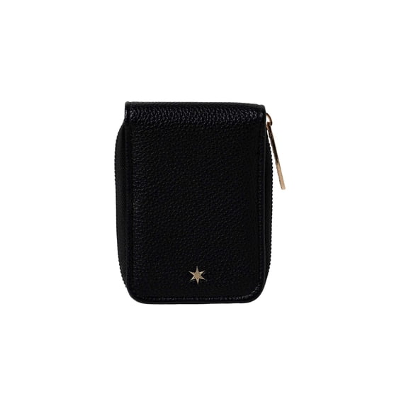 KEDZIE Essentials Only Pocket Wallet Textured Vegan Leather Card & Cash Organizer - Black