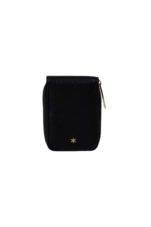 Essentials Only Pocket Wallet Textured Vegan Leather Card & Cash Organizer - Black