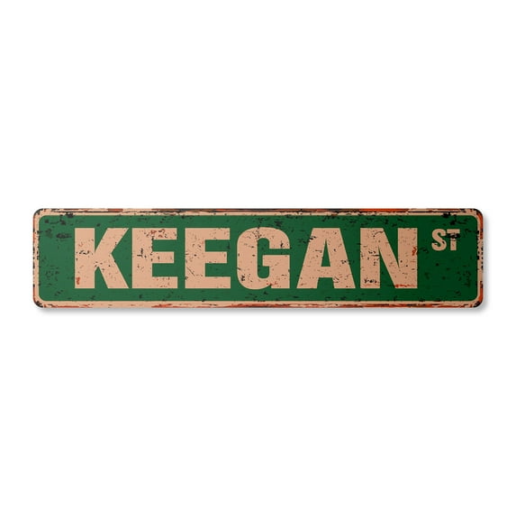 KEEGAN Vintage Plastic Street Sign Childrens Name Room Sign | Indoor/Outdoor |  24" Wide