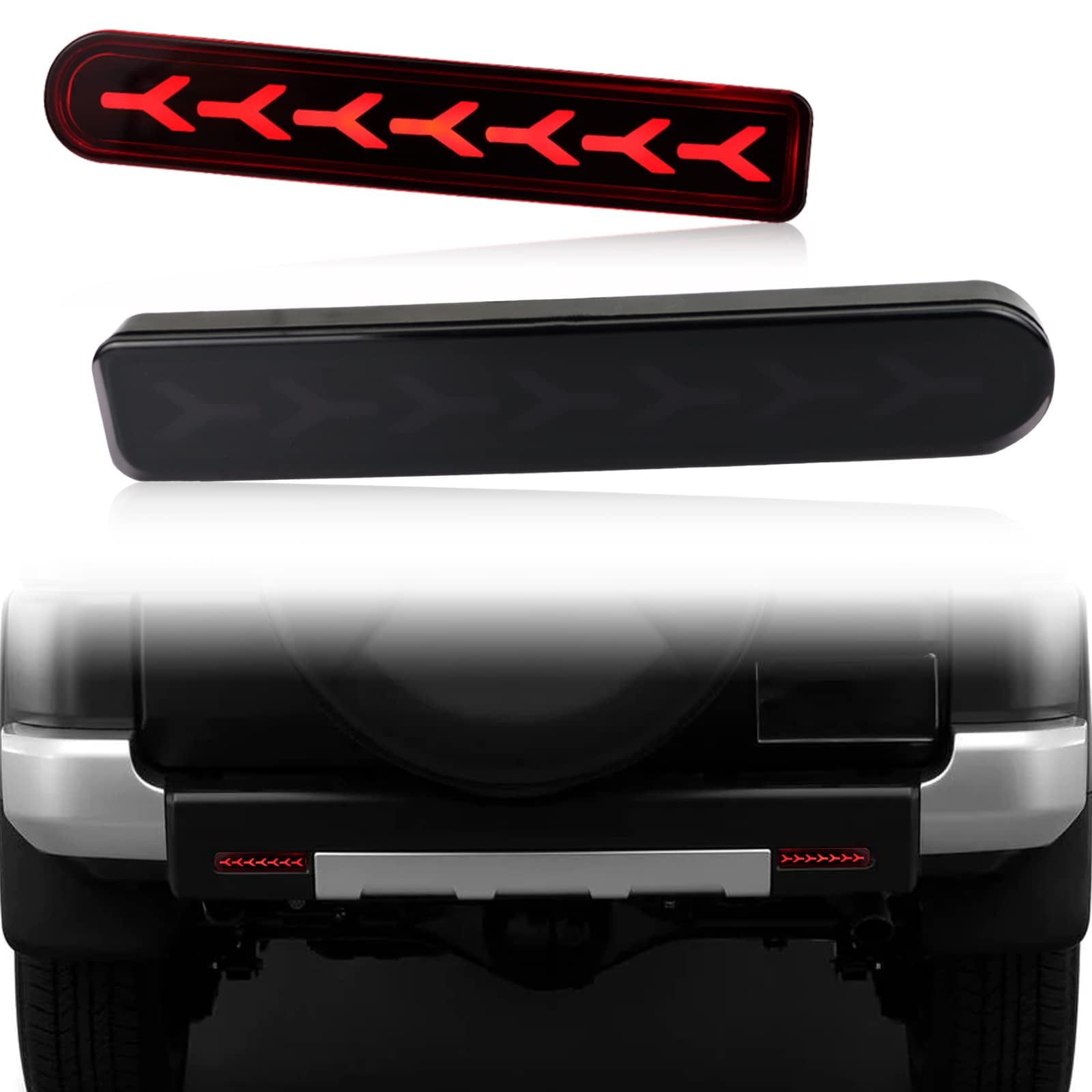 KEEGTBOX LED Rear Bumper Brake Light Kit Daytime Running Light Dynamic