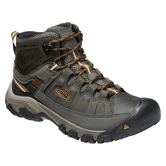 KEEN Targhee III Mid Waterproof Hiking Boots for Men - Black Olive/Golden Brown - 14M