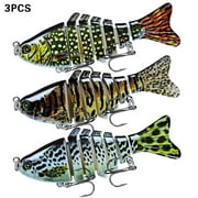 KEENJORIKA 3Pcs/Set Bass Fishing Lures for Freshwater Saltwater Lifelike Multi Jointed Swimbait