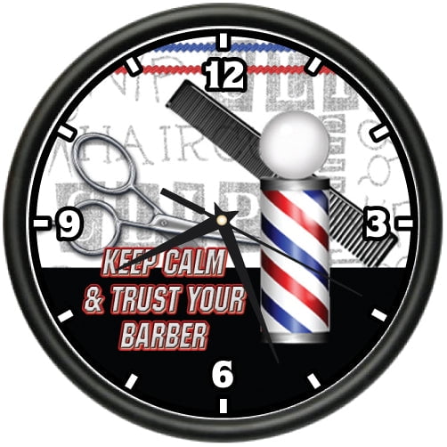 KEEP CALM AND TRUST YOUR BARBER Wall Clock salon hair stylist shop gift